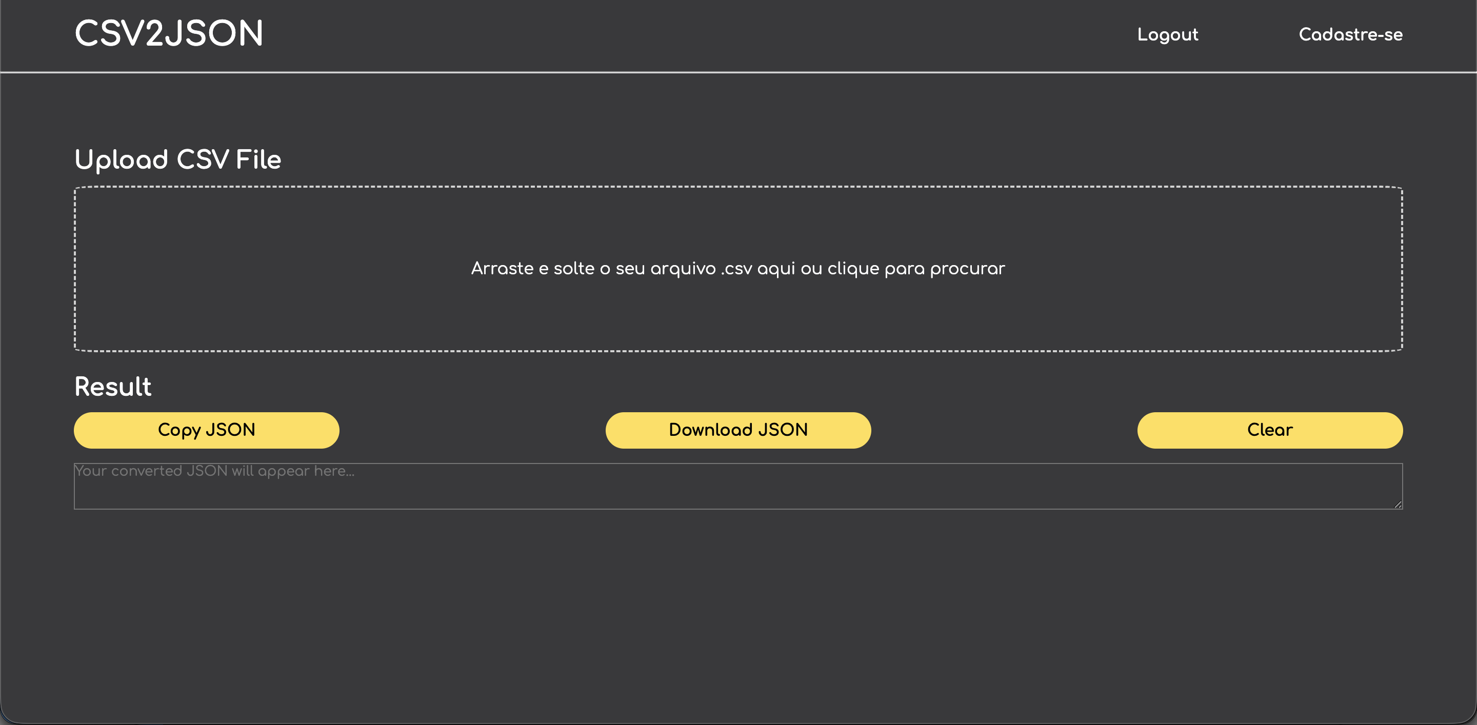 CSV2JSON — Dashboard de Conversão